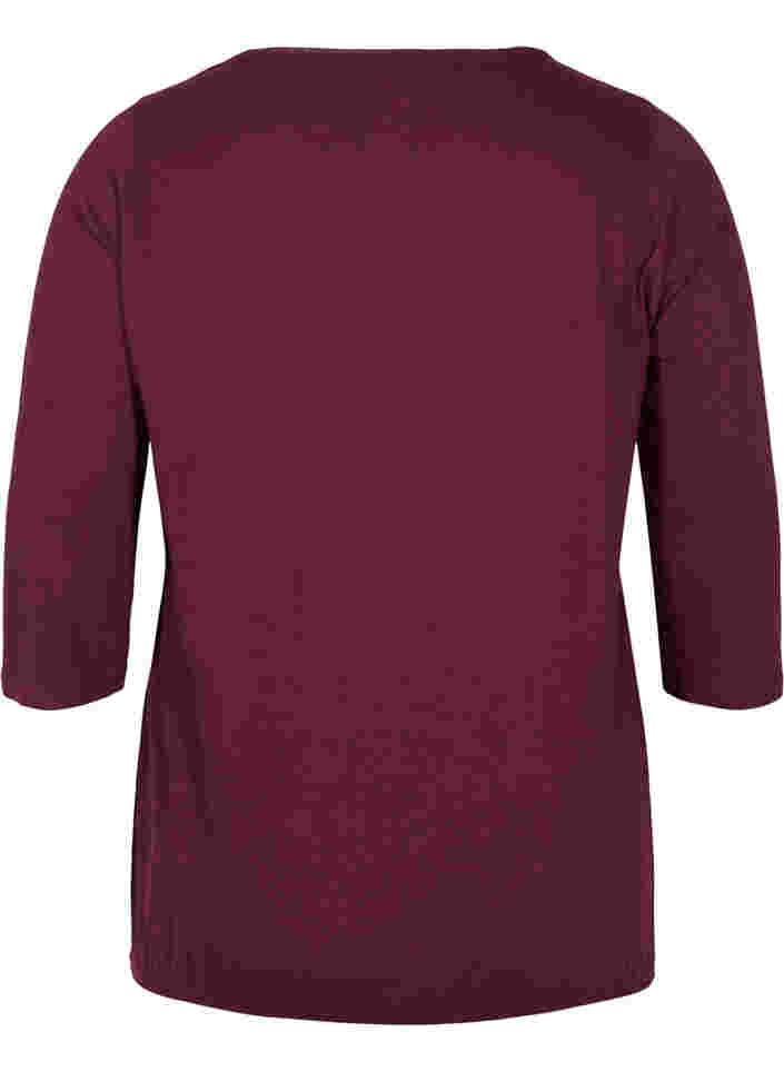 Ensfarget bluse med 3/4-ermer i bomull, Port Royal, Packshot image number 1