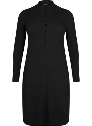 Passformet kjole med utskårne detaljer, Black, Packshot image number 0