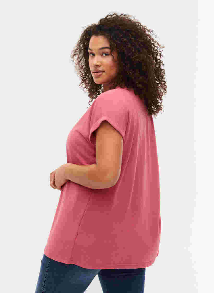 Kortermet T-skjorte i bomullsblanding, Rasperry Pink, Model image number 1