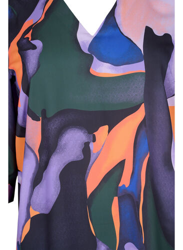 Mønstrete tunika med 3/4 ermer og V-hals, Big Scale Print, Packshot image number 2