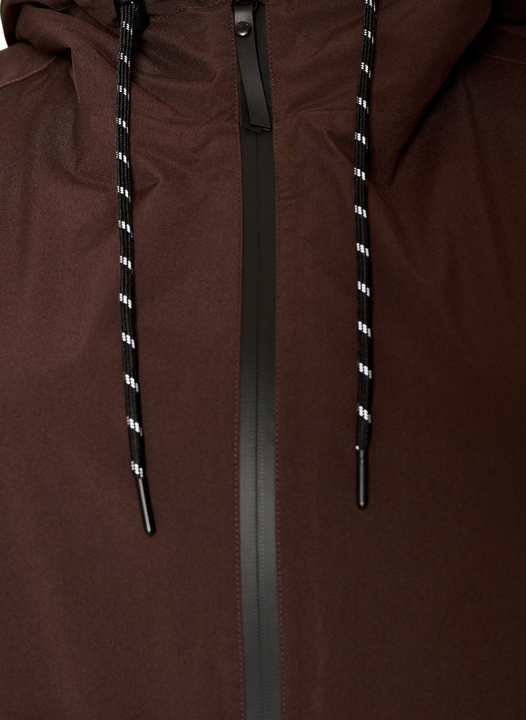 ZizziRegnjakke med lommer og hette, Brun, Packshot image number 2
