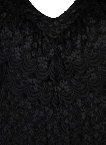 Kortermet blondekjole med brede volanger, Black, Packshot image number 2