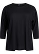 Jersey bluse med 3/4 ermer, Svart, Packshot image number 0