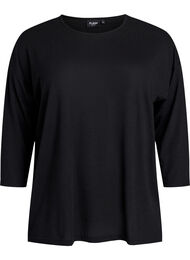 Jersey bluse med 3/4 ermer, Svart