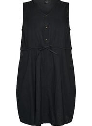 Ermel&oslash;s bomullsmuslinkjole med knyteb&aring;nd, Svart