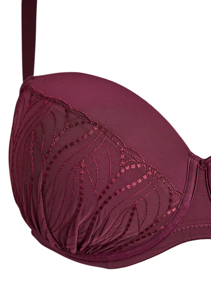 Formpresset BH med blonder og draperte detaljer, Rød Formpresset BH med blonder og draperte detaljer, Rød, Packshot