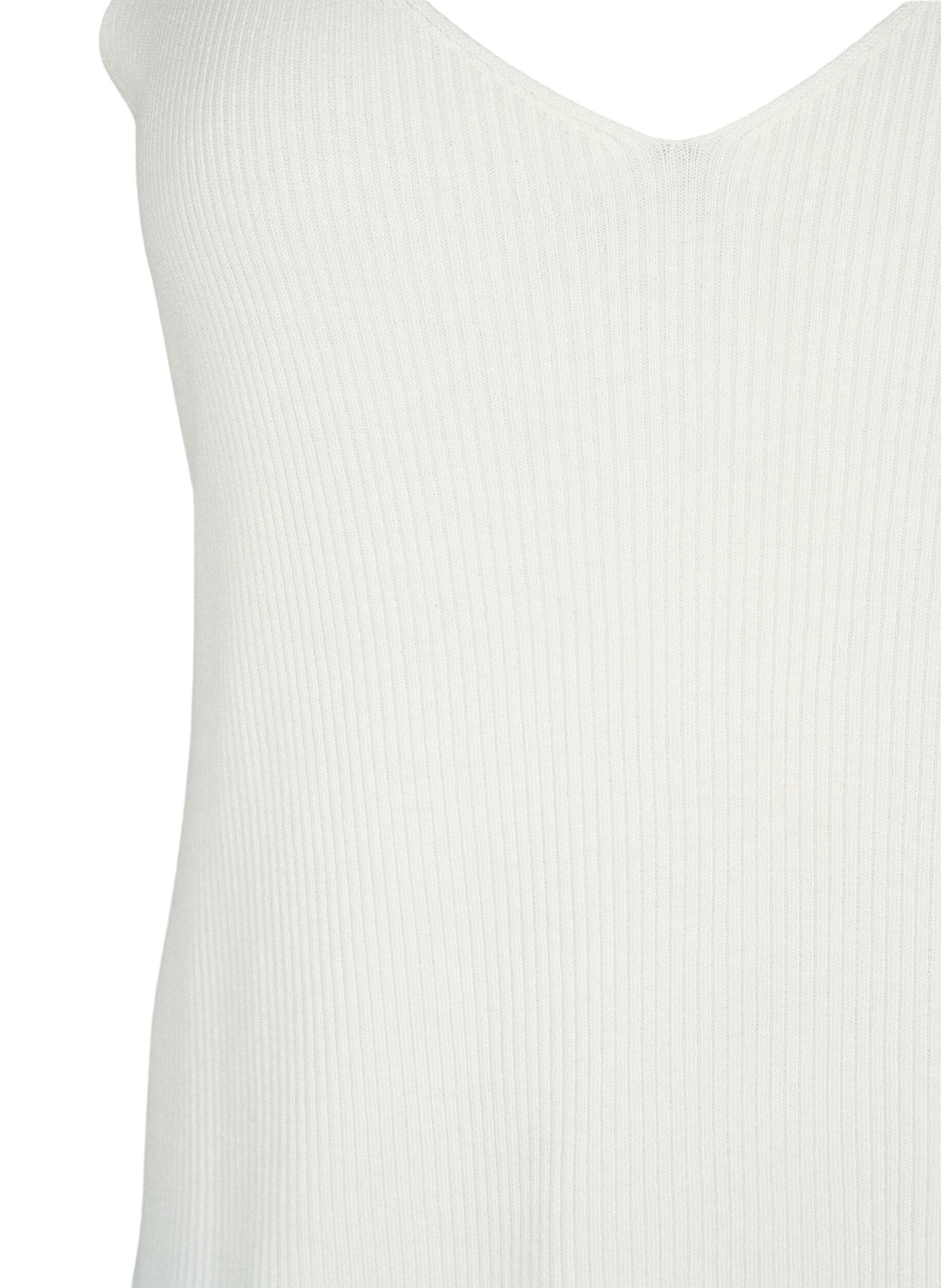 Zizzi Strikket topp med V-utskj&aelig;ring, Cloud Dancer, Packshot image number 2