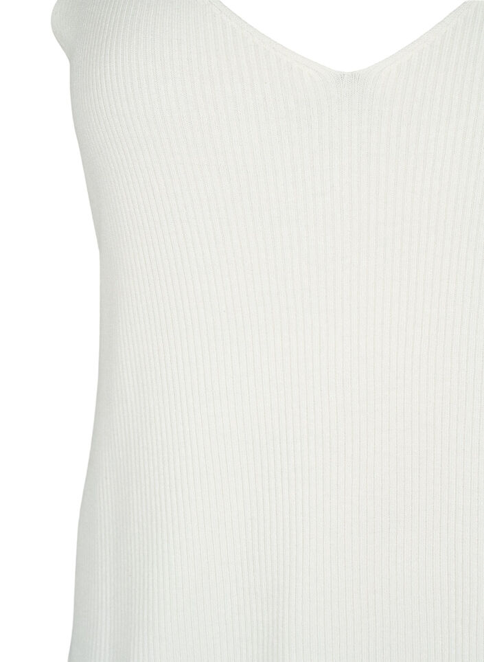 Strikket topp med V-utskjæring, Cloud Dancer, Packshot image number 2