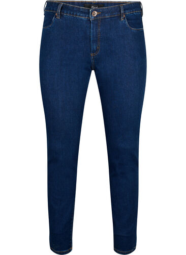 Emily jeans i smal passform og normalt høy midje, Dark blue, Packshot image number 0
