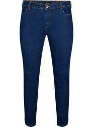 Emily jeans i smal passform og normalt høy midje, Dark blue