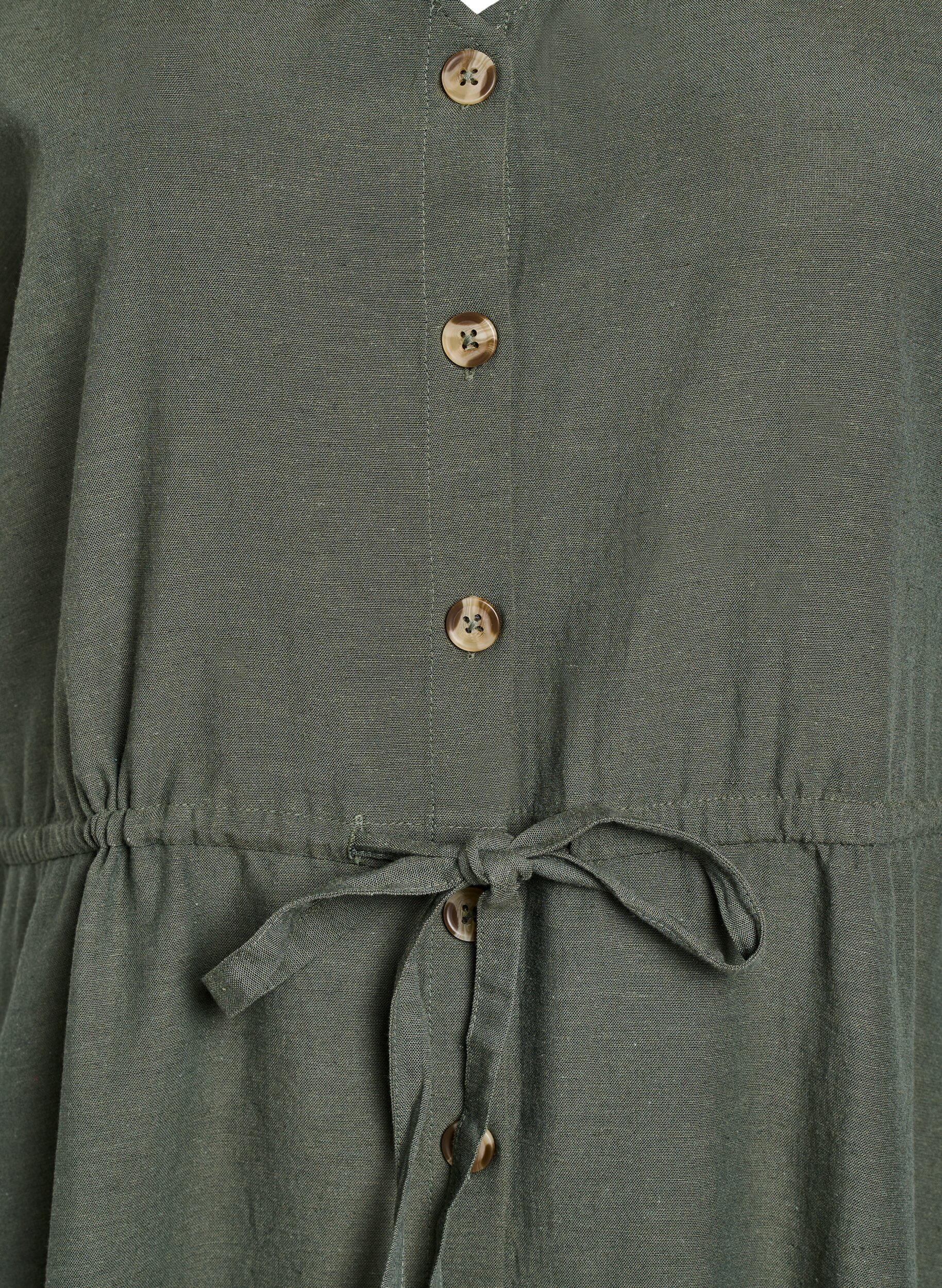 Zizzi Maxikjole med knapper og bindebelte, Gr&oslash;nn, Packshot image number 2