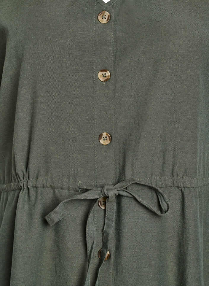 Maxikjole med knapper og bindebelte, Grønn, Packshot image number 2