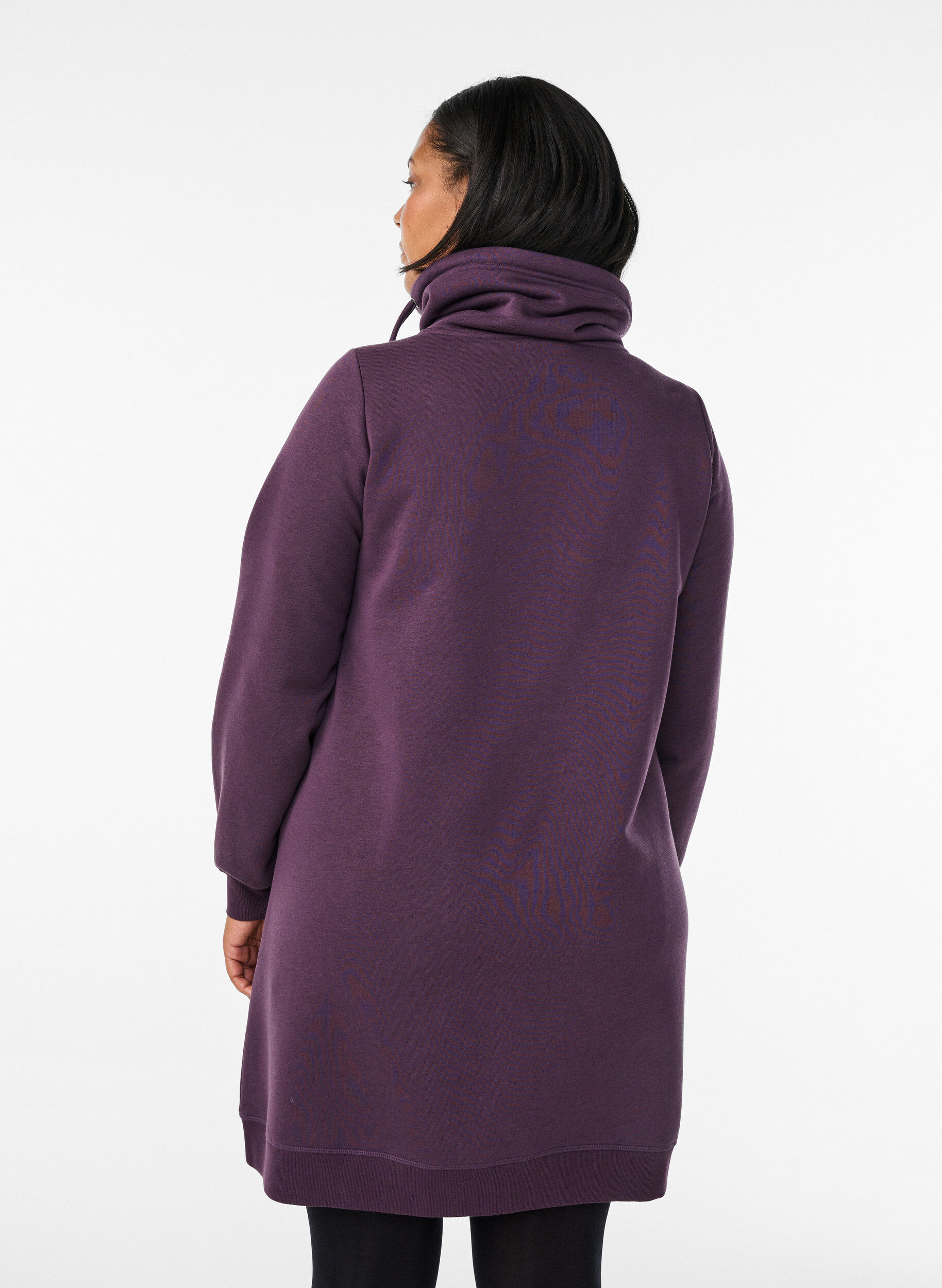 ZizziKort genserkjole med h&oslash;y hals og lommer, Lilla, Model image number 2