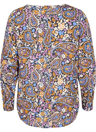 Bluse i 100% viskose med blomstermønster, Black G. Sky Paisley, Packshot image number 1