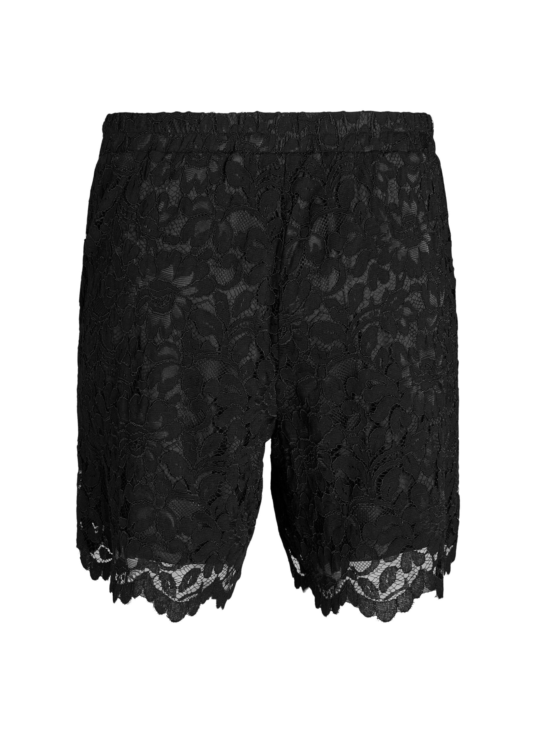 ZizziBlonder shorts med h&oslash;y midje og lommer, Svart, Packshot image number 1