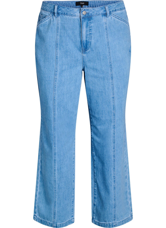 Kiana-jeans med straight fit og markante s&oslash;mmer, Bl&aring;, Packshot