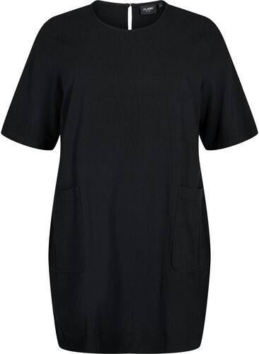 FLASH - kortermet tunika i bomull, Black, Packshot image number 0