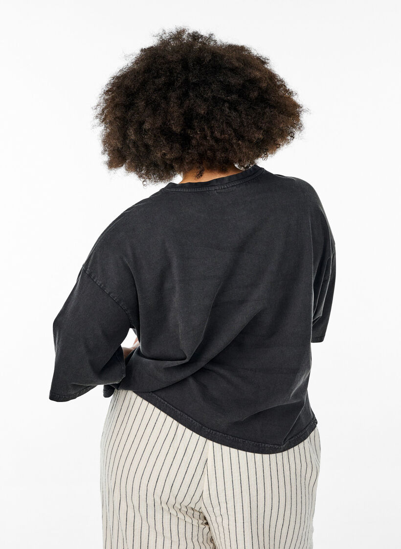 Kort T-skjorte med Loose fit, Grå, Model image number 2