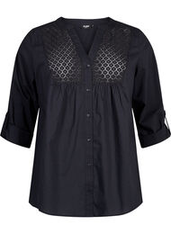 FLASH – skjorte med hekledetaljer, Black