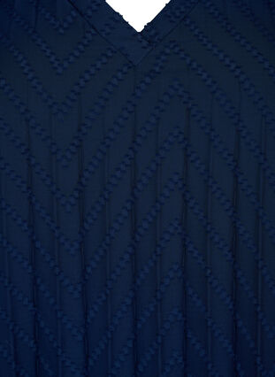 Kjole med korte ermer og struktur, Navy Blazer, Packshot image number 2
