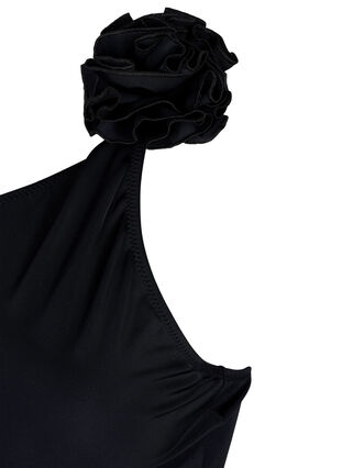 Zizzi Badedrakt med asymmetrisk utringning, Black, Packshot image number 3