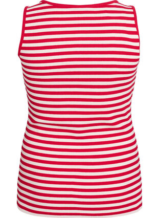 Zizzi Stripete ribbestrikket singlet, Snow W. U.R.Stripe, Packshot image number 1