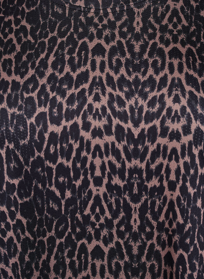 Langermet treningstopp med leopardtrykk, Brun, Packshot image number 2