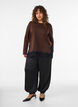 Jerseybluse med blonderkant, Brun, Model image number 1