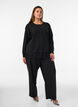 Cardigan med bred blondekant, Svart, Model image number 1