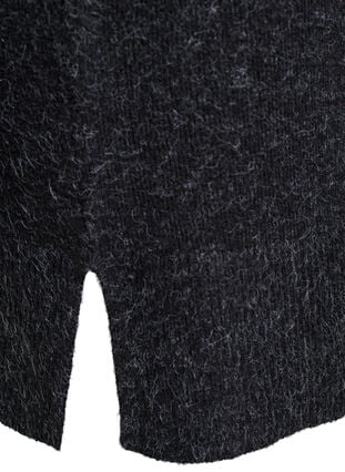 Zizzi Kort strikket kjole med bølget fold og splitt, Grå, Packshot image number 3