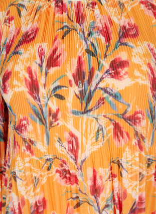 Blomstrete bluse i plissé, Cadmium Yellow AOP, Packshot image number 2
