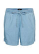Shorts med plagg i denim med elastisk midje og snor, Bl&aring;, Packshot image number 0