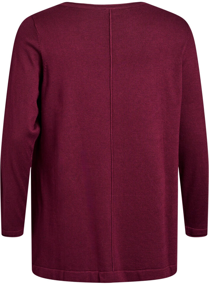 Strikket bluse i bomull og viskoseblanding, M&oslash;rk Bordeaux, Packshot image number 1