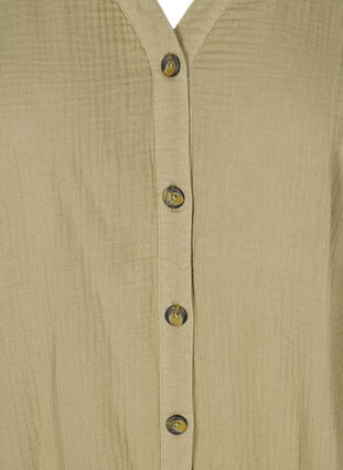 Bomullsskjorte med justerbar knyting, Aloe, Packshot image number 2