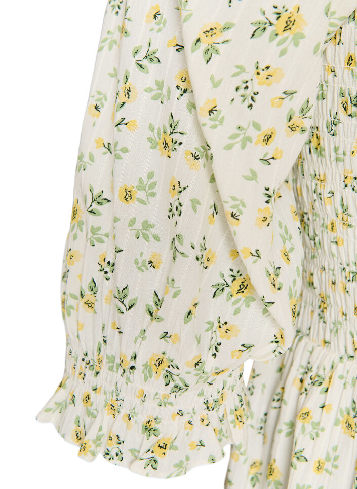 Blomstrete sommerkjole i viskose, Hvit, Packshot image number 3