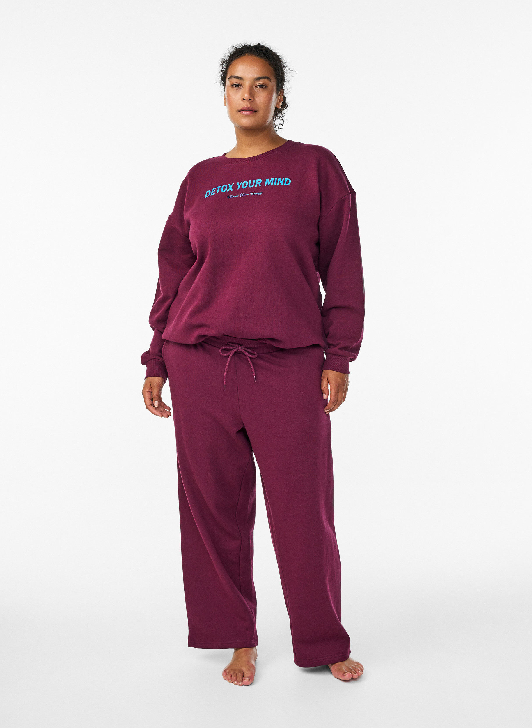 Joggebukser med lommer, M&oslash;rk Bordeaux, Model