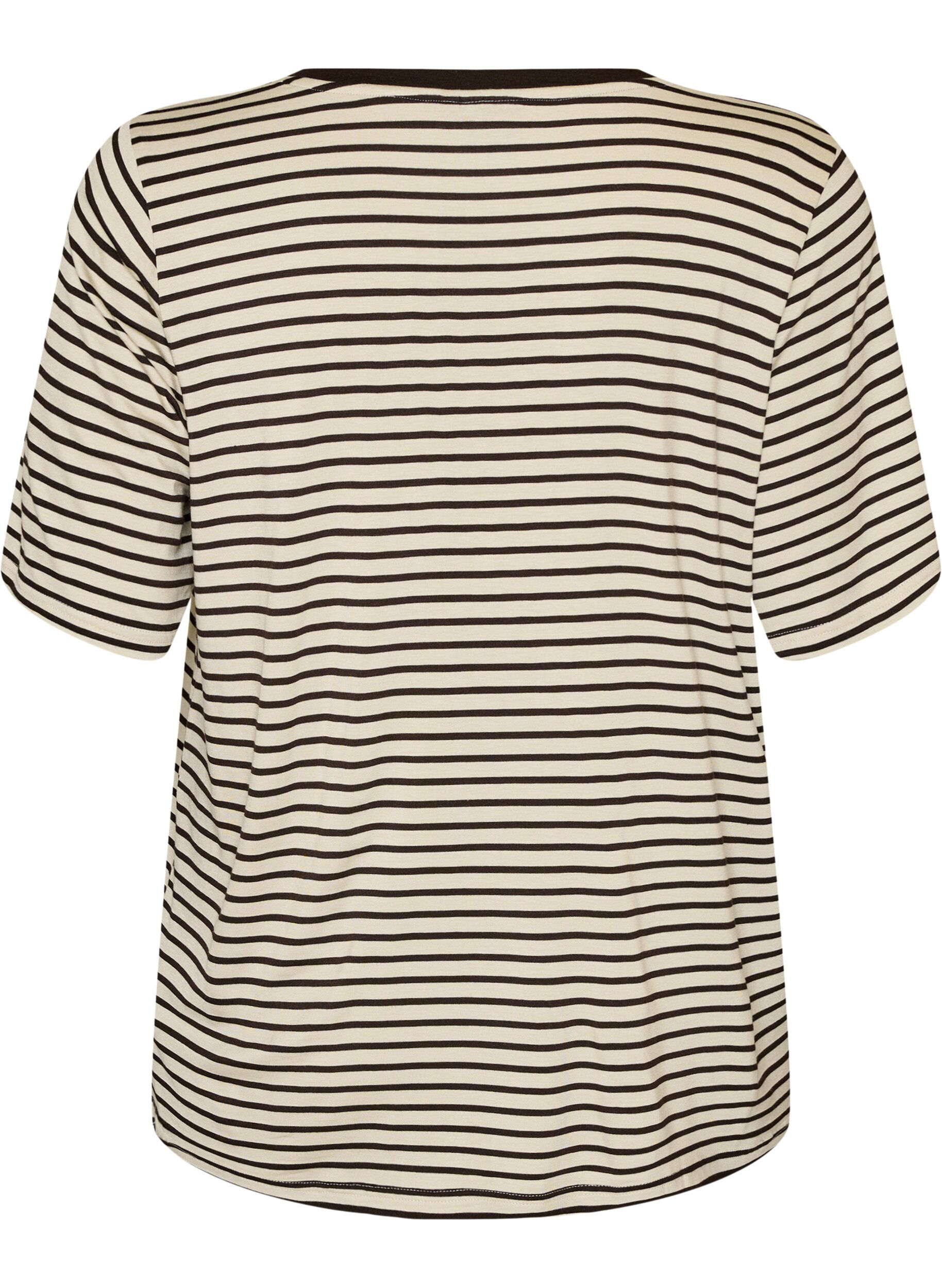 ZizziT-skjorte med TENCEL&trade; Lyocell og striper, Brun, Packshot image number 1