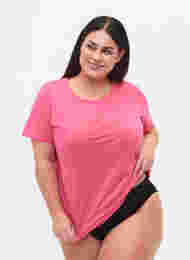 T-skjorte i bomull med trykk og korte ermer, Hot Pink Create, Model