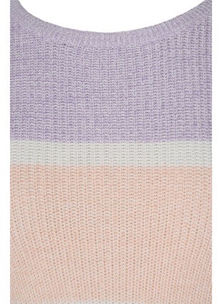 Stripete strikkegenser med rund hals, Purple Rose Comb, Packshot image number 2