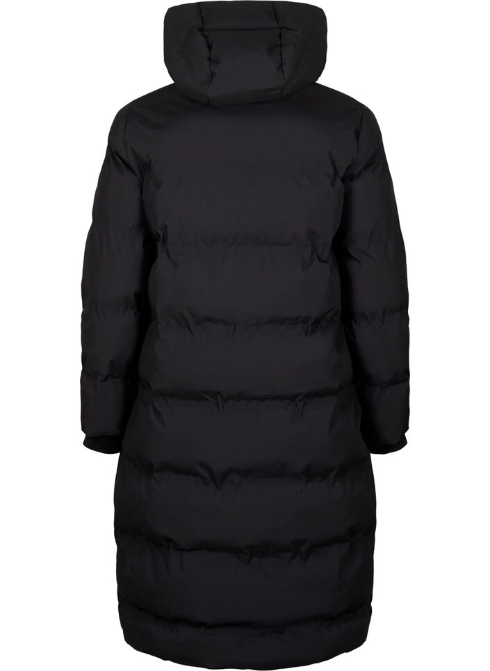 Lang vinterk&aring;pe med hette, Svart, Packshot image number 1
