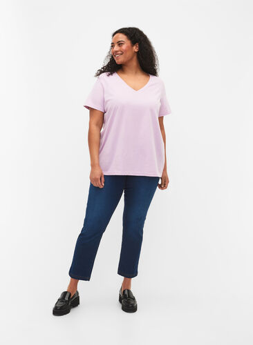 Kortermet T-skjorte med V-hals, Lavender Frost, Model image number 2