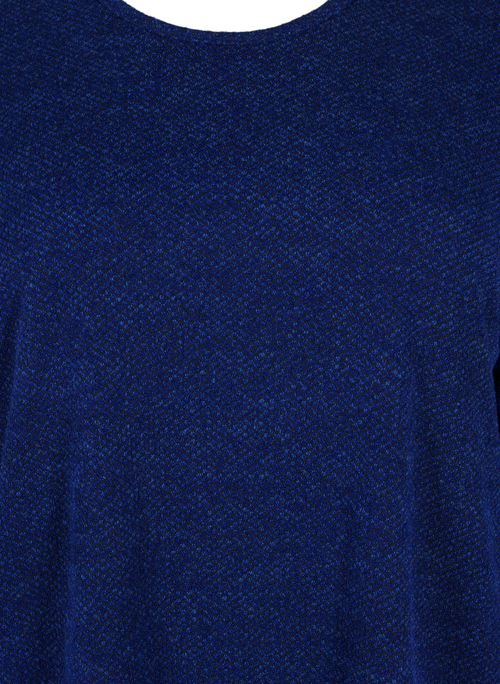 Melange Bluse med rund hals og lange ermer, Sodalite Blue, Packshot image number 2