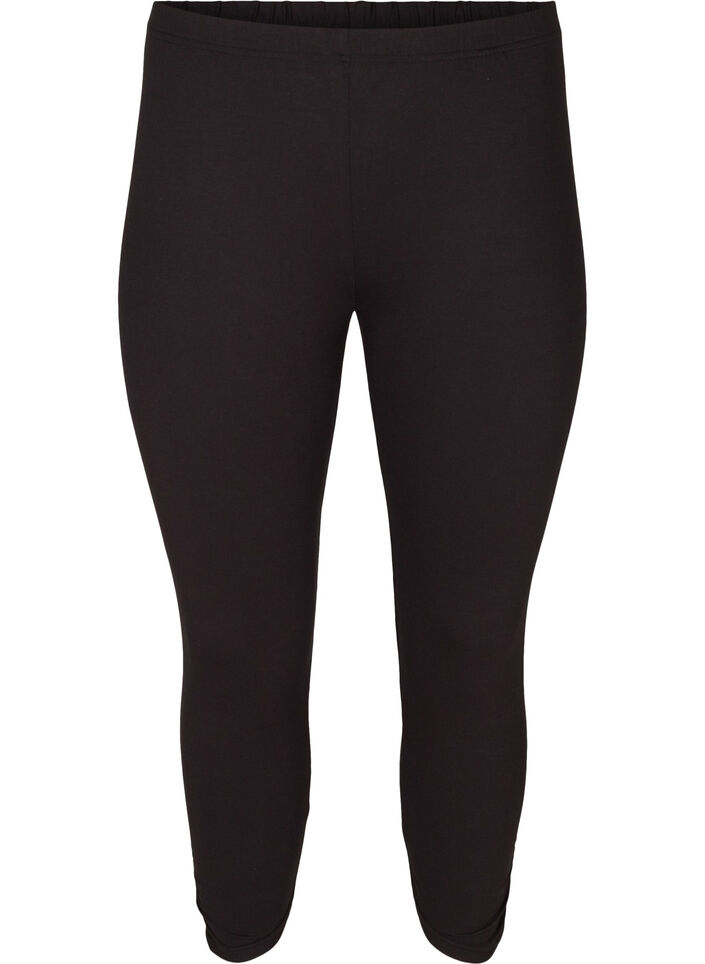 Basis 3/4 leggings med rynkedetaljer, Svart, Packshot image number 0