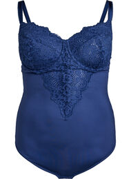 Body med bøyle og blonder, Medieval Blue