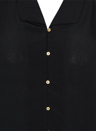 Viskoseskjorte med 3/4-ermer, Black, Packshot image number 2