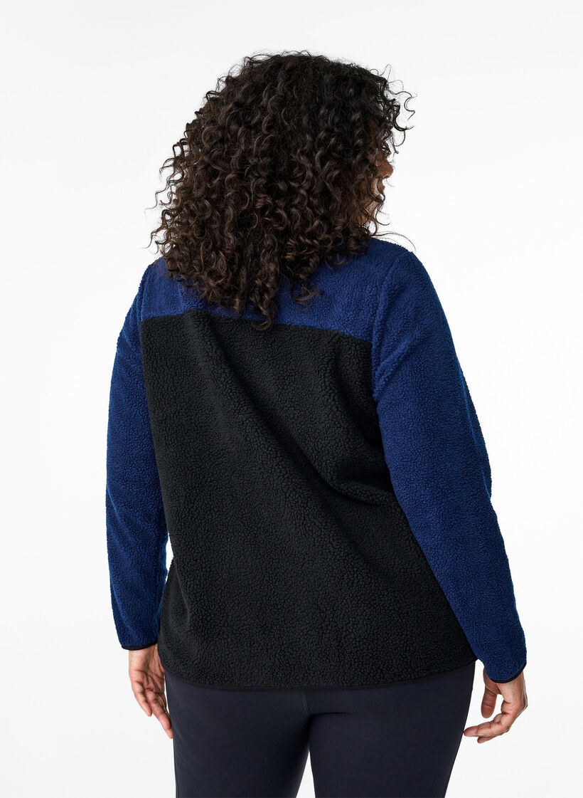 Teddy jakke med fargeblokk, Night Sky comb., Model image number 1