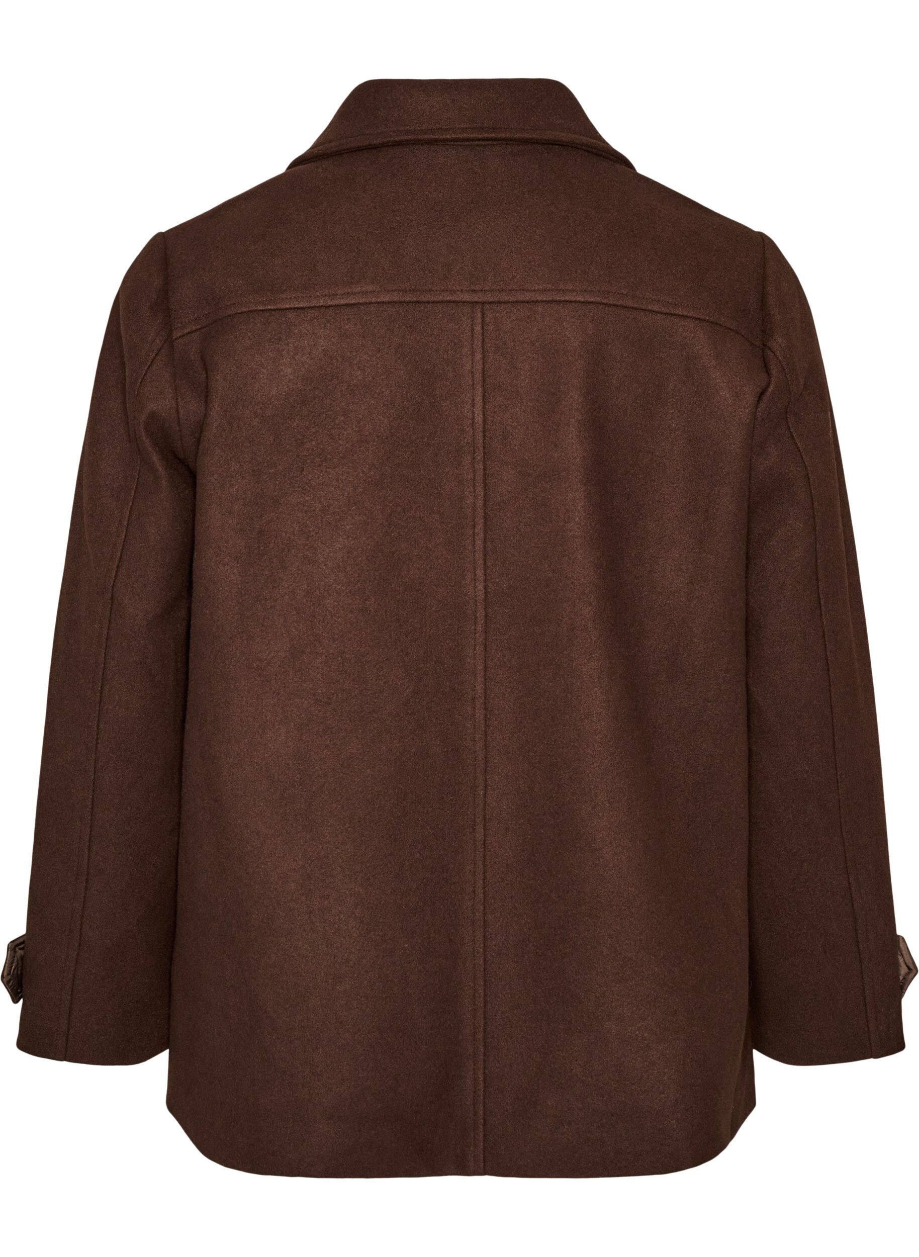ZizziKort k&aring;pe med dobbeltradede knapper, Brun, Packshot image number 1