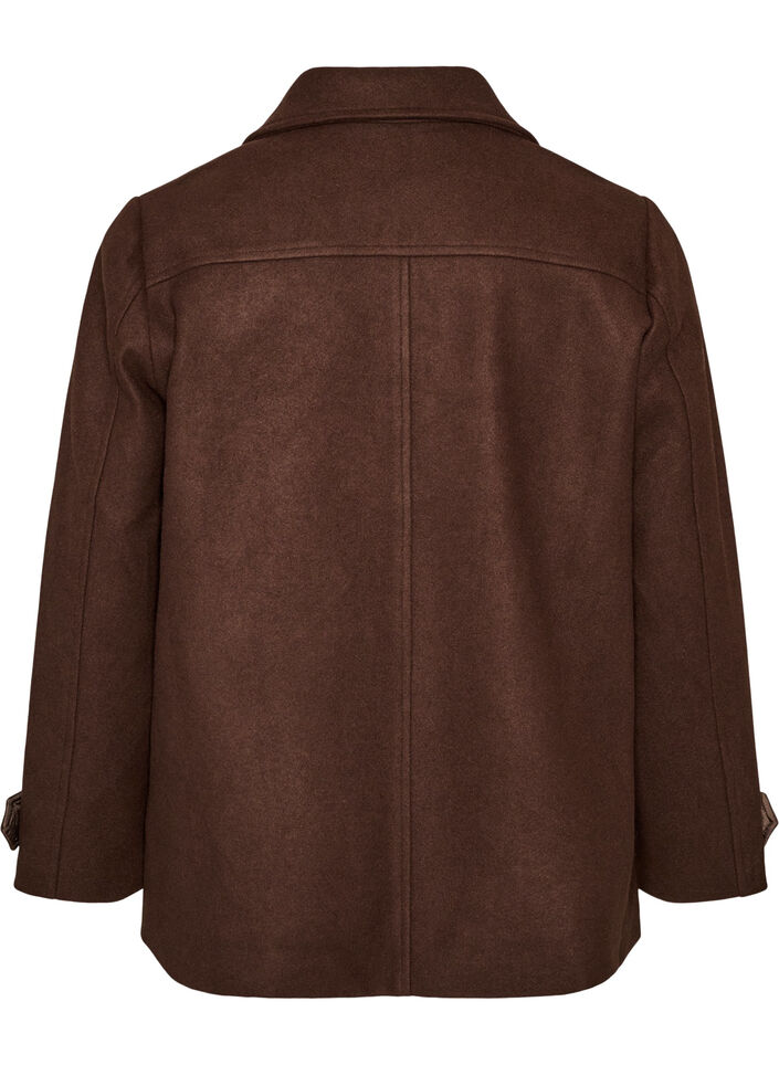 Kort k&aring;pe med dobbeltradede knapper, Brun, Packshot