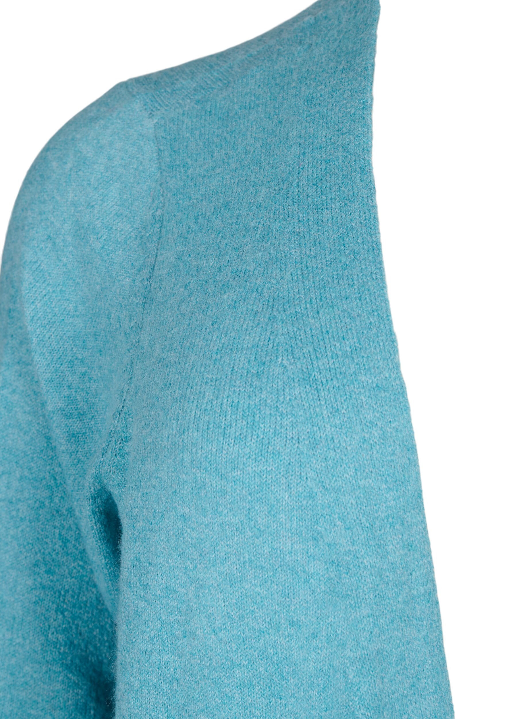 Zizzi Lang cardigan med &aring;pen front, Reef Water Mel., Packshot image number 2
