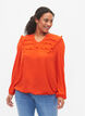 Langermet bluse med frynsete detaljer, Orange.com, Model image number 0